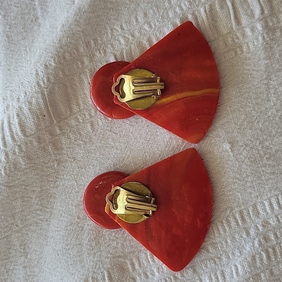 Vintage Polymer Clay Big Earrings - Picture 2 of 3